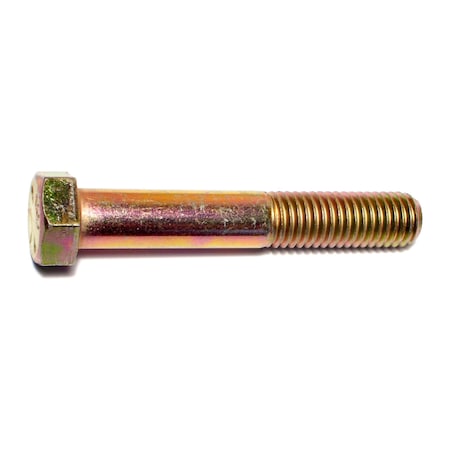 Midwest Fastener Grade 8, 9/16"-12 Hex Head Cap Screw, Zinc Yellow Steel, 3-1/2 in L, 10 PK 00741